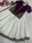 DESIGNER NATURAL CREPE SILK EMBROIDERY SEQUENCE BEADS HANDWORK TOP LEHENGA WITH DUPATTA PARTY WEAR WHOLESALE PRICE ETHNIC GARMENT (2)