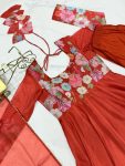 DESIGNER ORGANZA SILK PRINT WORK WITH ZARI FLOWER OUTING WORK GOWN PANT WITH DUPATTA FESTIVE WEAR WHOLESALE PRICE ETHNIC GARMENT (7)
