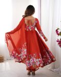 DESIGNER ORGANZA SILK PRINT WORK WITH ZARI FLOWER OUTING WORK GOWN PANT WITH DUPATTA FESTIVE WEAR WHOLESALE PRICE ETHNIC GARMENT (7)