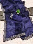 DESIGNER ORGANZA SILK THREAD AND SEQUENCE WORK WITH DIAMOND WORK SAREE WITH UNSTITCHED BLOUSE PARTY WEAR WHOLESALE PRICE ETHNIC GARMENT (3)