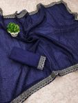 DESIGNER ORGANZA SILK THREAD AND SEQUENCE WORK WITH DIAMOND WORK SAREE WITH UNSTITCHED BLOUSE PARTY WEAR WHOLESALE PRICE ETHNIC GARMENT (3)