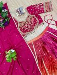 DESIGNER PADDING COLOR CHINON EMBROIDERY WORK LEHENGA CHOLI WITH DUPATTA PARTY WEAR WHOLESALE PRICE ETHNIC GARMENT (4)