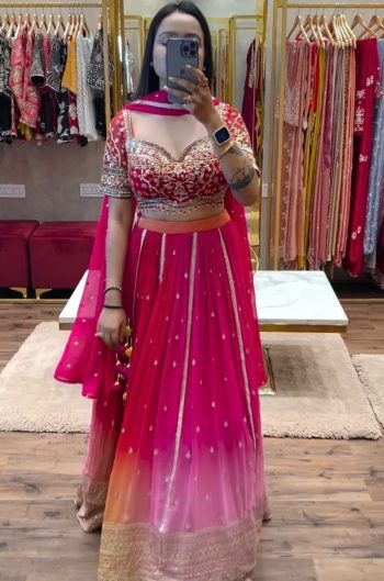DESIGNER PADDING COLOR CHINON EMBROIDERY WORK LEHENGA CHOLI WITH DUPATTA RANI