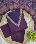 DESIGNER PV CHANDERI EMBROIDERY WORK TOP BOTTOM WITH DUPATTA FESTIVE WEAR WHOLESALE PRICE ETHNIC GARMENT (3)