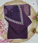 DESIGNER PV CHANDERI EMBROIDERY WORK TOP BOTTOM WITH DUPATTA FESTIVE WEAR WHOLESALE PRICE ETHNIC GARMENT (3)
