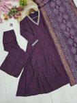DESIGNER PV CHANDERI EMBROIDERY WORK TOP BOTTOM WITH DUPATTA FESTIVE WEAR WHOLESALE PRICE ETHNIC GARMENT (3)