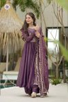 DESIGNER PV-SILK CHANDERI EMBROIDERY WORK TOP BOTTOM WITH DUPATTA FESTIVE WEAR WHOLESALE PRICE ETHNIC GARMENT (2)