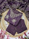 DESIGNER PV-SILK CHANDERI EMBROIDERY WORK TOP BOTTOM WITH DUPATTA FESTIVE WEAR WHOLESALE PRICE ETHNIC GARMENT (2)
