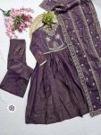 DESIGNER PV-SILK CHANDERI EMBROIDERY WORK TOP BOTTOM WITH DUPATTA FESTIVE WEAR WHOLESALE PRICE ETHNIC GARMENT (2)