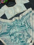 DESIGNER RANGOLI EMBROIDERY CODING WORK READY TO WEAR SAREE WASIT BELT AND STITCHED BLOUSE PARTY WEAR WHOLESALE PRICE ETHNIC GARMENT (4)