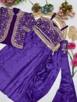 DESIGNER RANGOLI SILK EMBROIDERY BUTTA WORK READY TO WEAR SAREE WITH FULLY STITCHED BLOUSE KOTI AND WAITST BELT PARTY WEAR WHOLESALE PRICE ETHNIC GARMENT (4)