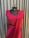 DESIGNER RANGOLI SILK EMGBROIDERY SEQUENCE WORK READY TO WEAR SAREE WITH STITCHED BLOUSE PARTY WEAR WHOLESALE PRICE ETHNIC GARMENT (3)