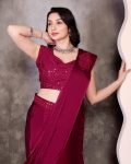 DESIGNER RANGOLI SILK EMGBROIDERY SEQUENCE WORK READY TO WEAR SAREE WITH STITCHED BLOUSE PARTY WEAR WHOLESALE PRICE ETHNIC GARMENT (3)