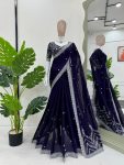 DESIGNER RANGOLI SILK THREAD AND SEQUENCE WORK SAREE WITH UNSTITCHED BLOUSE PARTY WEAR WHOLESALE PRICE ETHNIC GARMENT (6)