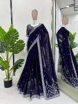 DESIGNER RANGOLI SILK THREAD AND SEQUENCE WORK SAREE WITH UNSTITCHED BLOUSE PARTY WEAR WHOLESALE PRICE ETHNIC GARMENT (6)