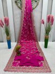 DESIGNER RANGOLI SILK THREAD EMBROIDERY CODING SEQUENCE WORK SAREE WITH UNSTITCHED BLOUSE PARTY WEAR WHOLESALE PRICE ETHNIC GARMENT (3)