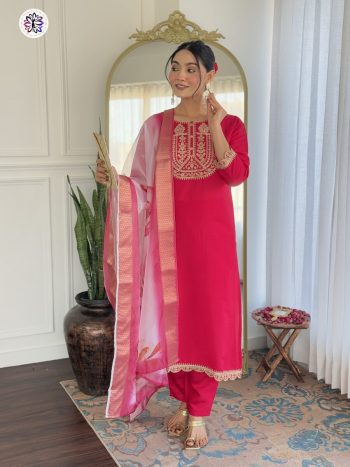 DESIGNER RAYON EMBROIDERY WORK TOP BOTTOM WITH DUPATTA RANI