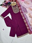 DESIGNER RAYON EMBROIDERY WORK TOP BOTTOM WITH DUPATTA PARTY WEAR WHOLESALE PRICE ETHNIC GARMENT (12)