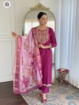 DESIGNER RAYON EMBROIDERY WORK TOP BOTTOM WITH DUPATTA PARTY WEAR WHOLESALE PRICE ETHNIC GARMENT (12)
