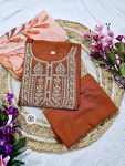 DESIGNER RAYON EMBROIDERY WORK TOP BOTTOM WITH DUPATTA PARTY WEAR WHOLESALE PRICE ETHNIC GARMENT (17)