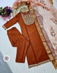 DESIGNER RAYON EMBROIDERY WORK TOP BOTTOM WITH DUPATTA PARTY WEAR WHOLESALE PRICE ETHNIC GARMENT (17)
