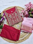 DESIGNER RAYON EMBROIDERY WORK TOP BOTTOM WITH DUPATTA PARTY WEAR WHOLESALE PRICE ETHNIC GARMENT (1)