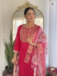 DESIGNER RAYON EMBROIDERY WORK TOP BOTTOM WITH DUPATTA PARTY WEAR WHOLESALE PRICE ETHNIC GARMENT (1)