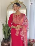 DESIGNER RAYON EMBROIDERY WORK TOP BOTTOM WITH DUPATTA PARTY WEAR WHOLESALE PRICE ETHNIC GARMENT (1)