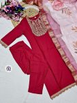 DESIGNER RAYON EMBROIDERY WORK TOP BOTTOM WITH DUPATTA PARTY WEAR WHOLESALE PRICE ETHNIC GARMENT (1)