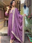DESIGNER ROMAN SILK EMBROIDERY SEQUENCE ALIA CUT TOP BOTTOM WITH DUPATTA PARTY WEAR WHOLESALE PRICE ETHNIC GARMENT (3)