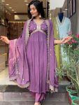 DESIGNER ROMAN SILK EMBROIDERY SEQUENCE ALIA CUT TOP BOTTOM WITH DUPATTA PARTY WEAR WHOLESALE PRICE ETHNIC GARMENT (3)