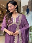 DESIGNER ROMAN SILK EMBROIDERY SEQUENCE ALIA CUT TOP BOTTOM WITH DUPATTA PARTY WEAR WHOLESALE PRICE ETHNIC GARMENT (3)