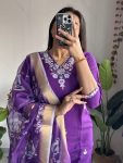 DESIGNER ROMAN SILK EMBROIDERY WITH SEQUENCE WORK TOP BOTTOM WITH DUPATTA FESTIVE WEAR WHOLESALE PRICE ETHNIC GARMENT (2)