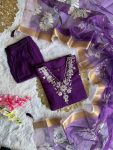 DESIGNER ROMAN SILK EMBROIDERY WITH SEQUENCE WORK TOP BOTTOM WITH DUPATTA FESTIVE WEAR WHOLESALE PRICE ETHNIC GARMENT (2)