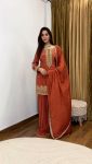 DESIGNER SHIMMER SILK EMBROIDERY SEQUENCE WORK TOP SHARARA WITH DUPATTA PARTY WEAR WHOLESALE PRICE ETHNIC GARMENT (5)