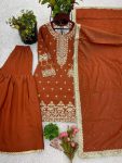 DESIGNER SHIMMER SILK EMBROIDERY SEQUENCE WORK TOP SHARARA WITH DUPATTA PARTY WEAR WHOLESALE PRICE ETHNIC GARMENT (5)