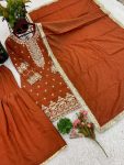 DESIGNER SHIMMER SILK EMBROIDERY SEQUENCE WORK TOP SHARARA WITH DUPATTA PARTY WEAR WHOLESALE PRICE ETHNIC GARMENT (5)