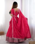 DESIGNER SHIMMER SILK THREAD AND SEQUENCE WORK LEHENGA CHOLI WITH DUPATTA WEDDING WEAR WHOLESALE PRICE ETHNIC GARMENT (8)
