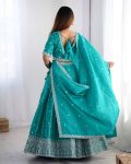 DESIGNER SHIMMER SILK THREAD AND SEQUENCE WORK LEHENGA CHOLI WITH DUPATTA WEDDING WEAR WHOLESALE PRICE ETHNIC GARMENT (3)
