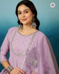 DESIGNER SILK BLEND EMBROIDERY WORK TOP BOTTOM WITH DUPATTA PARTY WEAR WHOLESALE PRICE ETHNIC GARMENT (6)