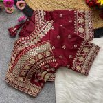 DESIGNER SOFT ITALIAN SILK CODING EMBROIDERY THREAD & SEQUENCE WORK STITCHED BLOUSE PARTY WEAR WHOLESALE PRICE ETHNIC GARMENT (19)