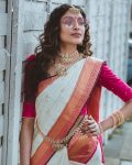 DESIGNER SOFT LICHI SILK JACQUARD WORK SAREE WITH UNSTITCHED BLOUSE PARTY WEAR WHOLESALE PRICE ETHNIC GARMENT (5)