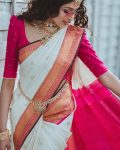 DESIGNER SOFT LICHI SILK JACQUARD WORK SAREE WITH UNSTITCHED BLOUSE PARTY WEAR WHOLESALE PRICE ETHNIC GARMENT (5)