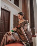 DESIGNER SOFT LICHI SILK JACQUARD WORK SAREE WITH UNSTITCHED BLOUSE PARTY WEAR WHOLESALE PRICE ETHNIC GARMENT (2)