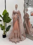 DESIGNER SOFT NET THREAD AND SEQUENCE WORK SAREE WITH UNSTITCHED BLOUSE PARTY WEAR WHOLESALE PRICE ETHNIC GARMENT (3)
