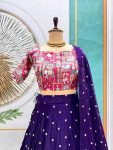 DESIGNER SPACE SILK SEQUENCE EMBROIDERY WORK LEHENGA CHOLI WITH DUPATTA PARTY WEAR WHOLESALE PRICE ETHNIC GARMENT (3)