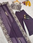 DESIGNER STAR GEORGETTE CODING SEQUENCE WORK BLOUSE PALAZZO WITH SHRUG PARTY WEAR WHOLESALE PRICE ETHNIC GARMENT (3)