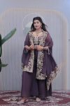 DESIGNER STAR GEORGETTE CODING SEQUENCE WORK BLOUSE PALAZZO WITH SHRUG PARTY WEAR WHOLESALE PRICE ETHNIC GARMENT (3)