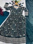DESIGNER STAR GEORGETTE SEQUENCE AND MULTI THREAD EMBROIDERY WORK GOWN BOTTOM WITH DUPATTA FESTIVE WEAR WHOLESALE PRICE ETHNIC GARMENT (3)