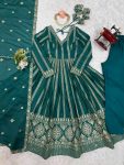 DESIGNER STAR GEORGETTE THREAD AND SEQUENCE WORK GOWN BOTTOM WITH DUPATTA FESTIVE WEAR WHOLESALE PRICE ETHNIC GARMENT (7)